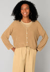 Yest Safiya Glitter Knit Cardigan, Gold