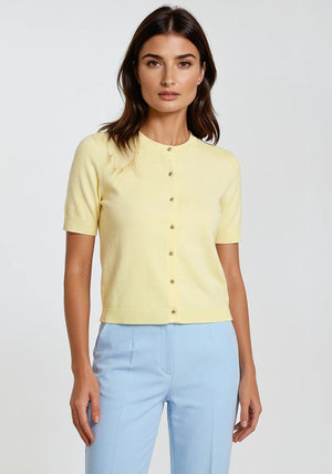 Yest Kassy Button-Down Front Cardigan, Pastel Yellow