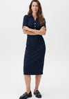 Yest Saskya Jersey Button Bodice Midi Dress, Navy