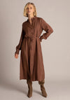 Yest Sela Polka Dot with Belt Detail Shirt Dress, Brown