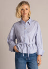 Yest Sona Button Up Striped Shirt, Blue and White