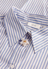Yest Sona Button Up Striped Shirt, Blue and White