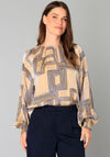 Yest Billie Geometric Shiny Blouse, Beige
