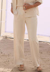 Yest Kristina Wide Leg Trousers, Cream