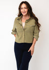Yest Ida Diamante Trim Shirt, Olive Green