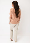 Yest Rhinestone Detail V-Neck T-Shirt, Beige
