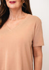 Yest Rhinestone Detail V-Neck T-Shirt, Beige