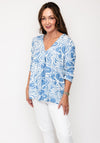 Yest Inna Geometric Print V-Neck Top, Blue