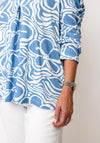 Yest Inna Geometric Print V-Neck Top, Blue