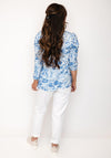 Yest Inna Geometric Print V-Neck Top, Blue