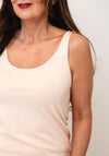 Yest Relaxed Fit Deep Round Neck Tank Top, Peach