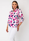 Yew Geometric Print Half Button Up Shirt, Pink Multi