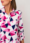 Yew Geometric Print Half Button Up Shirt, Pink Multi
