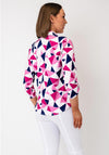 Yew Geometric Print Half Button Up Shirt, Pink Multi