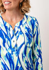 Yew Brush Stroke Prit Buton Detail Blouse, Blue and Green
