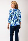 Yew Brush Stroke Prit Buton Detail Blouse, Blue and Green