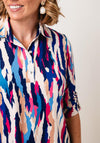 Yew Printed Half Button Printed Jersey Blouse, Multi
