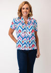 Yew Abstract Chevron Button Detail Top, Multi-Coloured