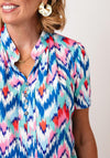 Yew Abstract Chevron Button Detail Top, Multi-Coloured