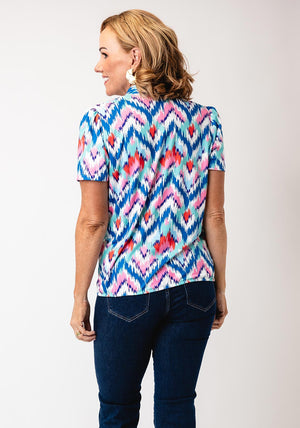 Yew Abstract Chevron Button Detail Top, Multi-Coloured
