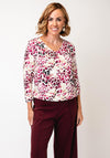 YEW Patterned Printed V Neck Blouse, Pink