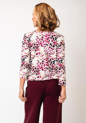 YEW Patterned Printed V Neck Blouse, Pink