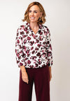 Yew Animal Print Collar Blouse, Wine