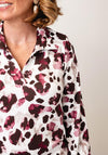 Yew Animal Print Collar Blouse, Wine