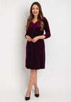 Leon Collection Ruched Sleeve Shimmer Knee Length Dress, Mulberry