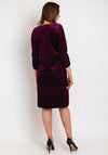 Leon Collection Ruched Sleeve Shimmer Knee Length Dress, Mulberry