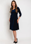 Leon Collection Ruched Sleeve Shimmer Knee Length Dress, Navy