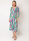 Yew Animal Print A Line Slinky Dress, Green & Lilac