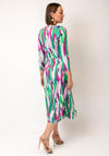 Yew Animal Print A Line Slinky Dress, Green & Lilac