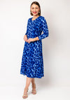 Yew Animal Print A Line Slinky Dress, Navy & Blue