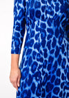 Yew Animal Print A Line Slinky Dress, Navy & Blue