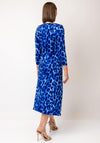 Yew Animal Print A Line Slinky Dress, Navy & Blue