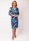 YEW Printed Mesh Wrap Pencil Dress, Blue Multi