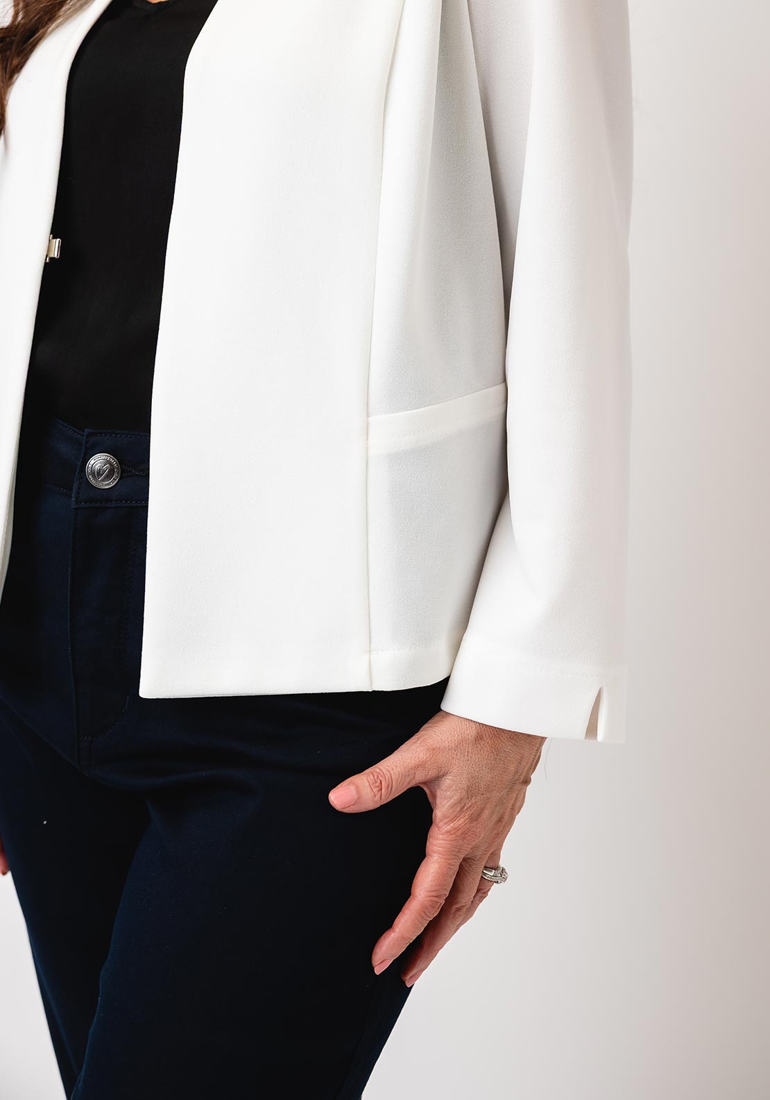 Yew Short Cropped Sleeves Jacket, Ecru