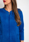 Leon Collection Faux Suede Zip Front Short Jacket, Blue