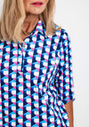 Leon Collection Collared Half Button Blouse, Navy Multi