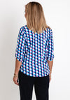 Leon Collection Collared Half Button Blouse, Navy Multi