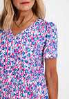 Leon Collection V Neck Printed Top, Pink Multi