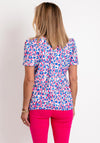 Leon Collection V Neck Printed Top, Pink Multi