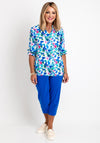 Leon Collection Ruffle Collar Printed Top, Multi