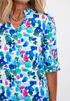 Leon Collection Ruffle Collar Printed Top, Multi