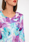 Leon Collection Drape Neck Print Top, Lavender Multi