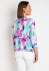 Leon Collection Drape Neck Print Top, Lavender Multi
