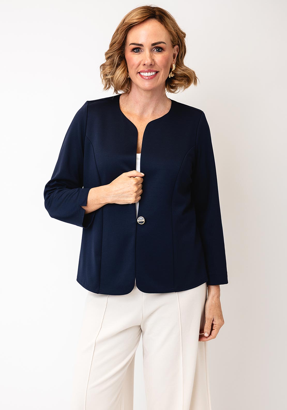 YEW U-Neck Cardigan, Navy