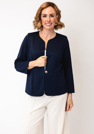 YEW U-Neck Cardigan, Navy
