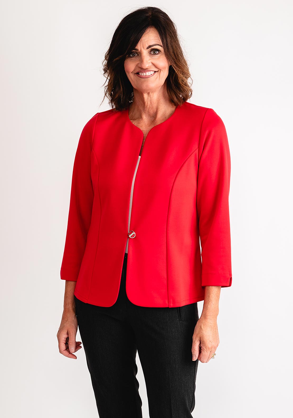 Yew Single Buttoned Short Jacket, Red